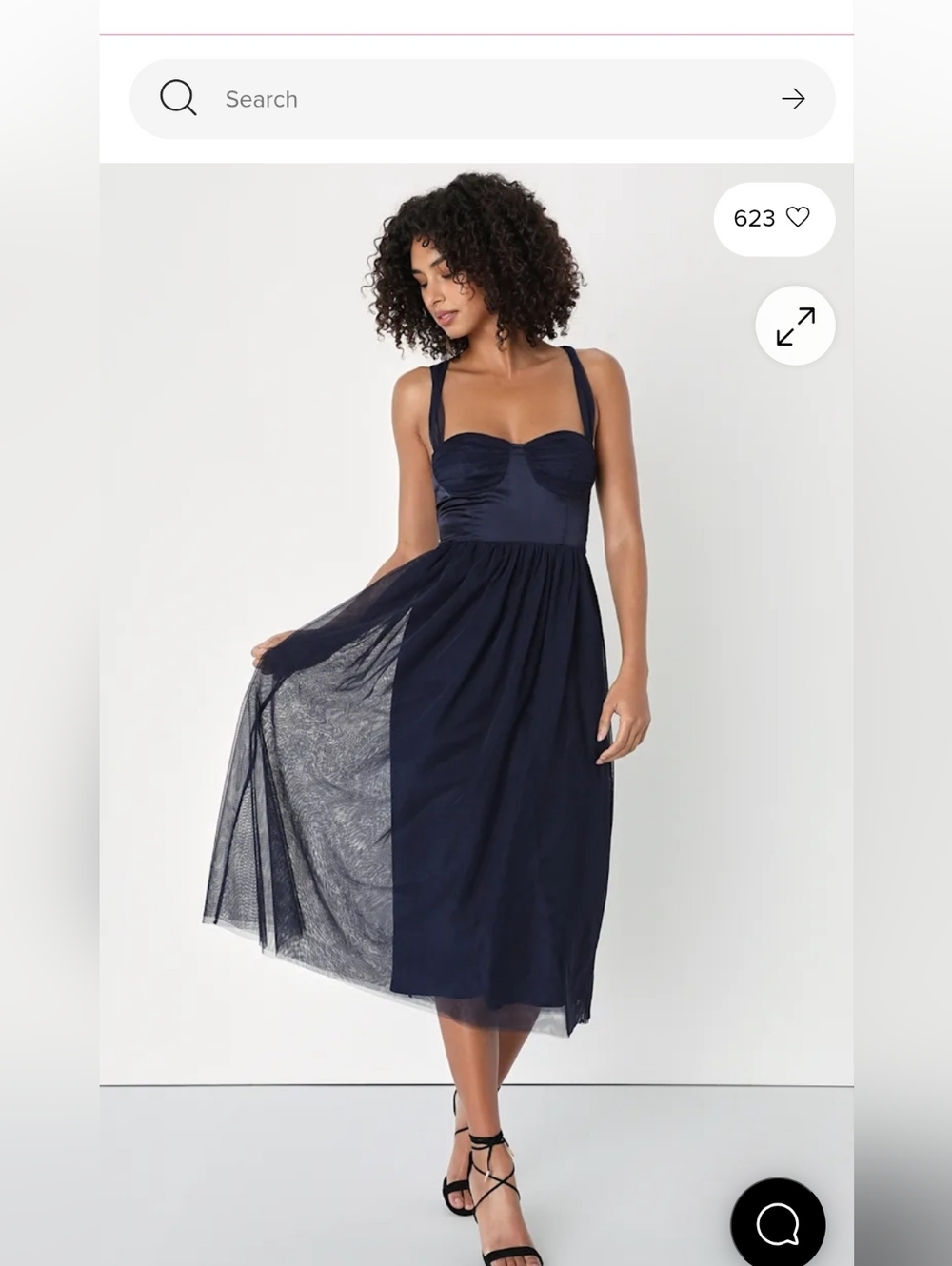 Twirling For You Navy Blue Lace-Up Bustier Tulle Midi Dress